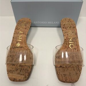 Antonio Melani Cork Sandals with Clear Straps